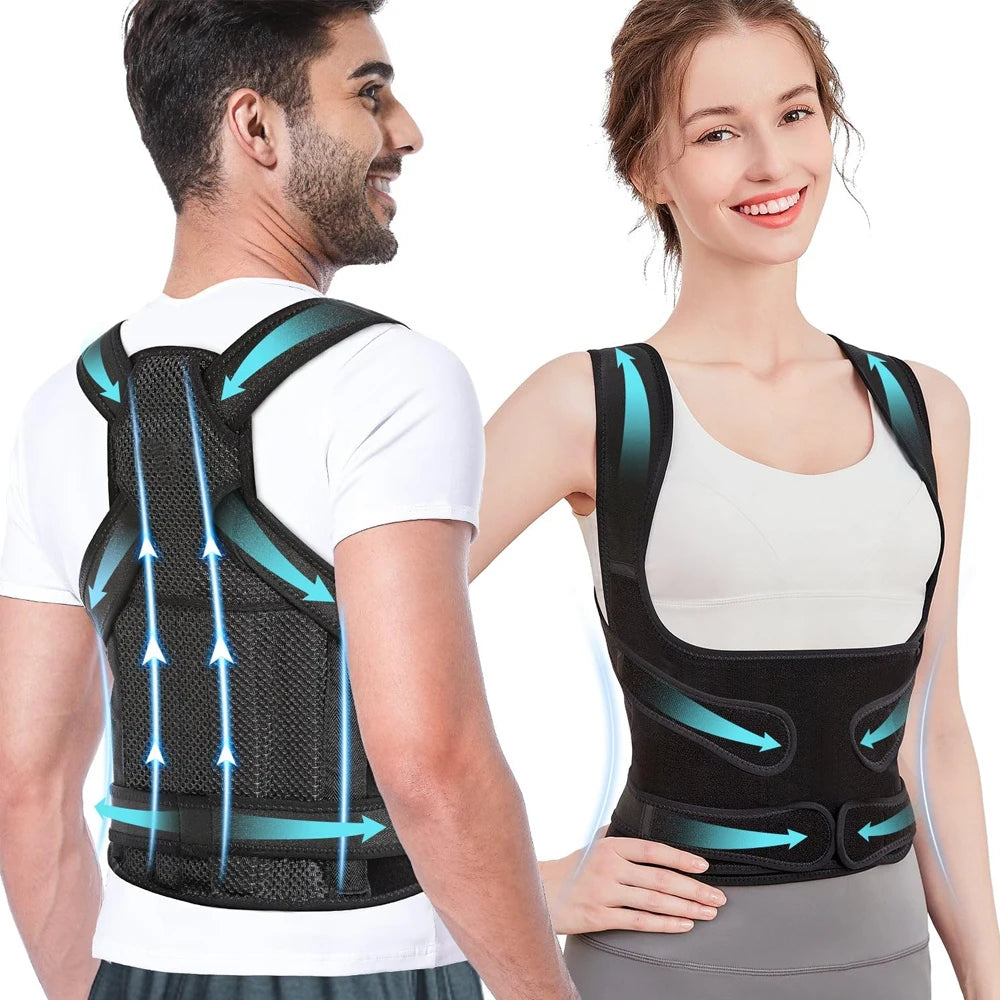 1Pcs Back Brace Posture Corrector for Men and Women, Full Back Support for Upper Lower Neck Shoulder Spine Pain - Scoliosis