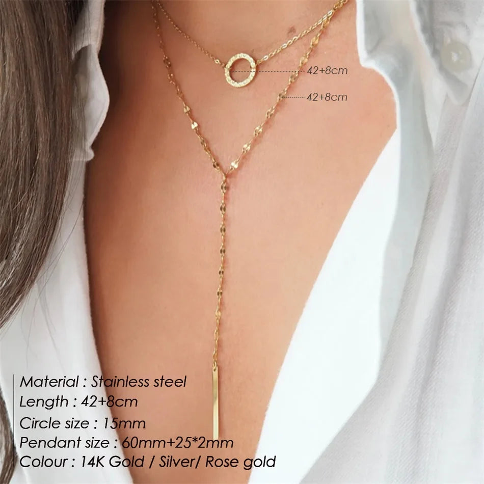 eManco 3pcs Separated Stainless Steel Layered Necklace Women Pendant & Choker & Chain Necklace Set Fashion Jewelry