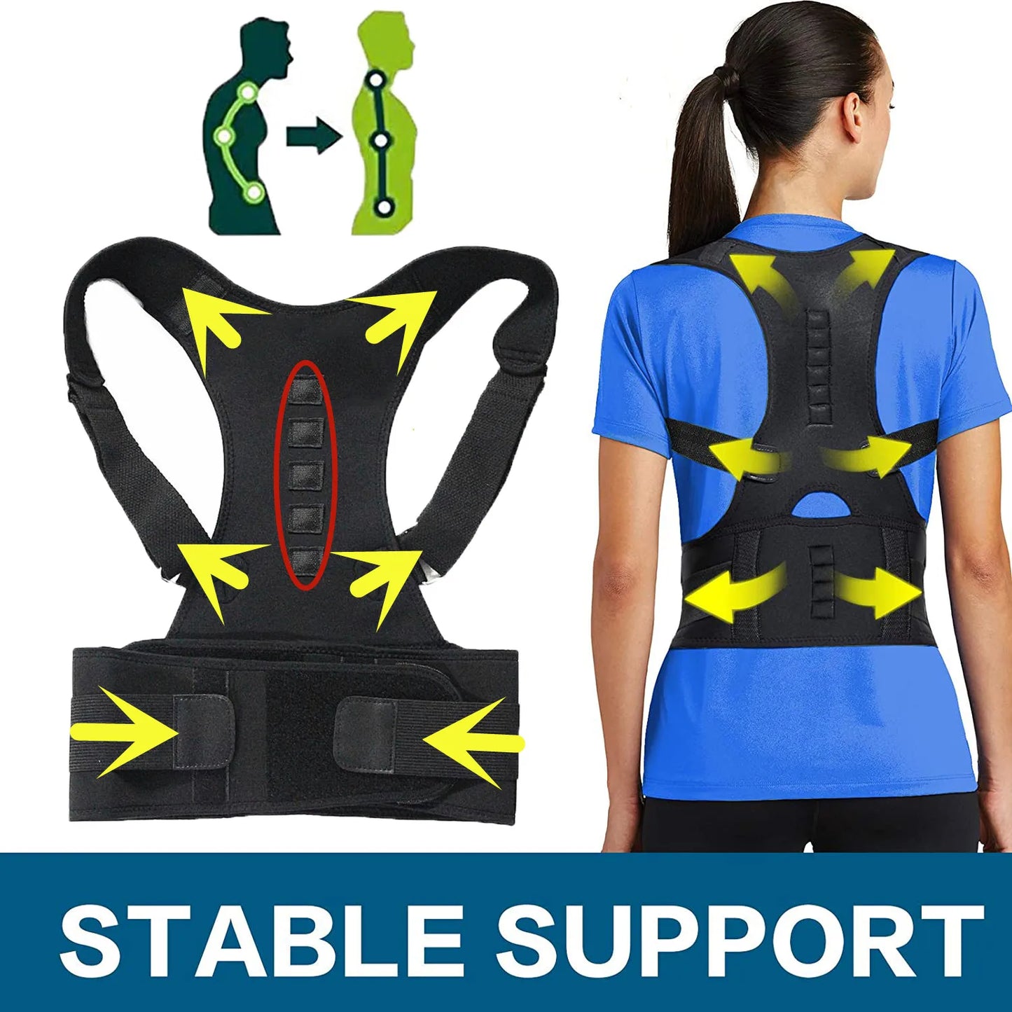 Magnetic therapy posture corrector posture corset shoulder support belt men and women braces and support belt shoulder posture