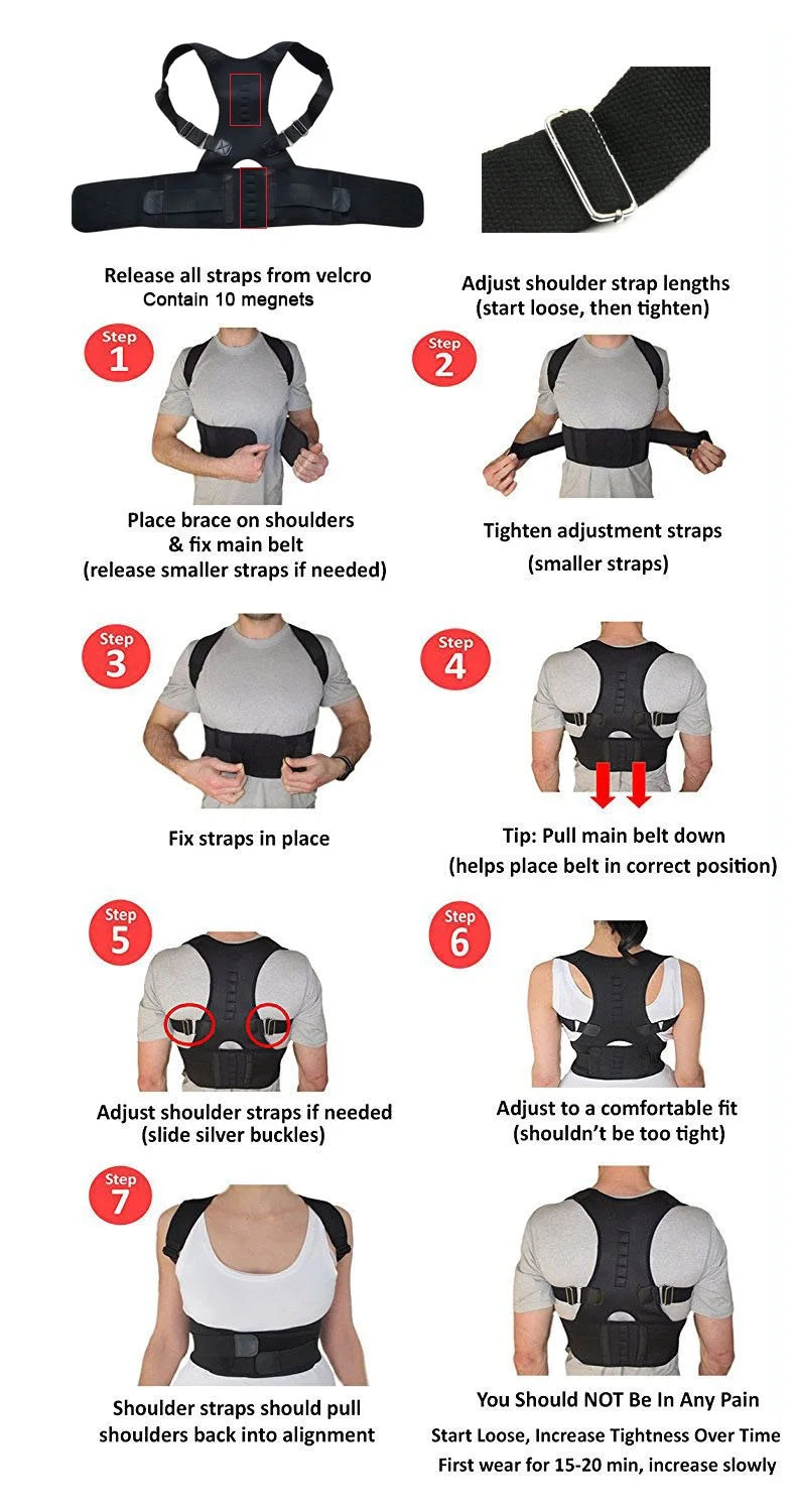 Magnetic therapy posture corrector posture corset shoulder support belt men and women braces and support belt shoulder posture