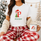 "Personalized Christmas Monogram T-Shirt – Festive Initial with Santa Hat & Tree Design"