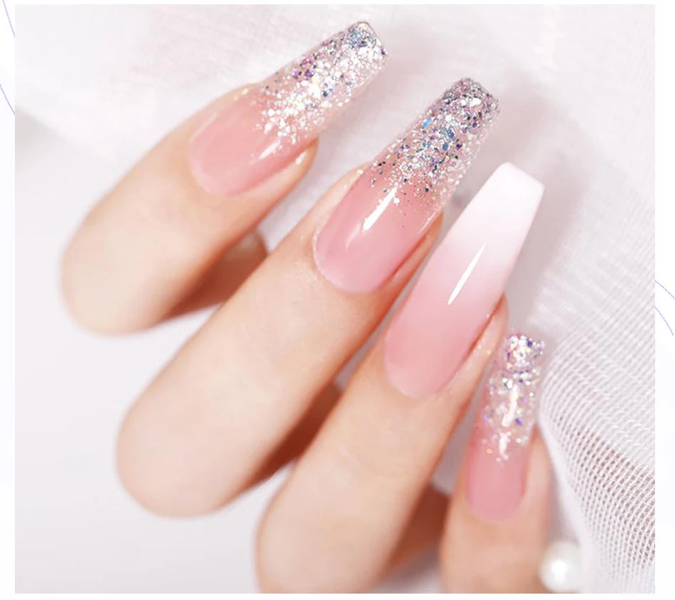 BORN PRETTY 30ml Nail Extension Gel Nail Polish Gitter White Acrylic Nail Glitter Sequins Soak Off UV Extend Gel Nail Extensions