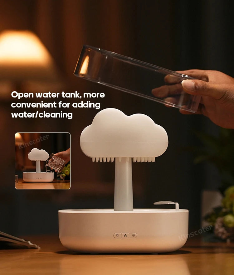 KINSCOTER Rain Clouds Aroma Diffuser Zen Raindrops Air Humidifier Essential Oil Diffuser USB Desktop Ultrasonic Sprayer