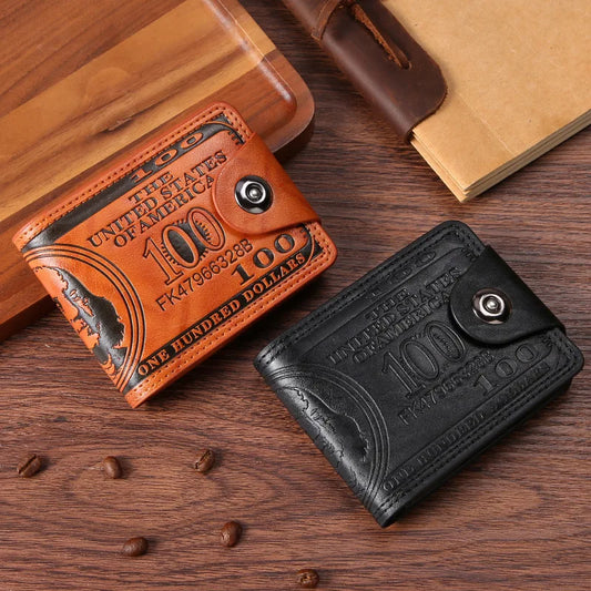 Men's Wallets with 100 US Dollar Pattern Hasp Male Leather Wallet with Zipper Card Holder Coin Pocket Purse cartera hombre