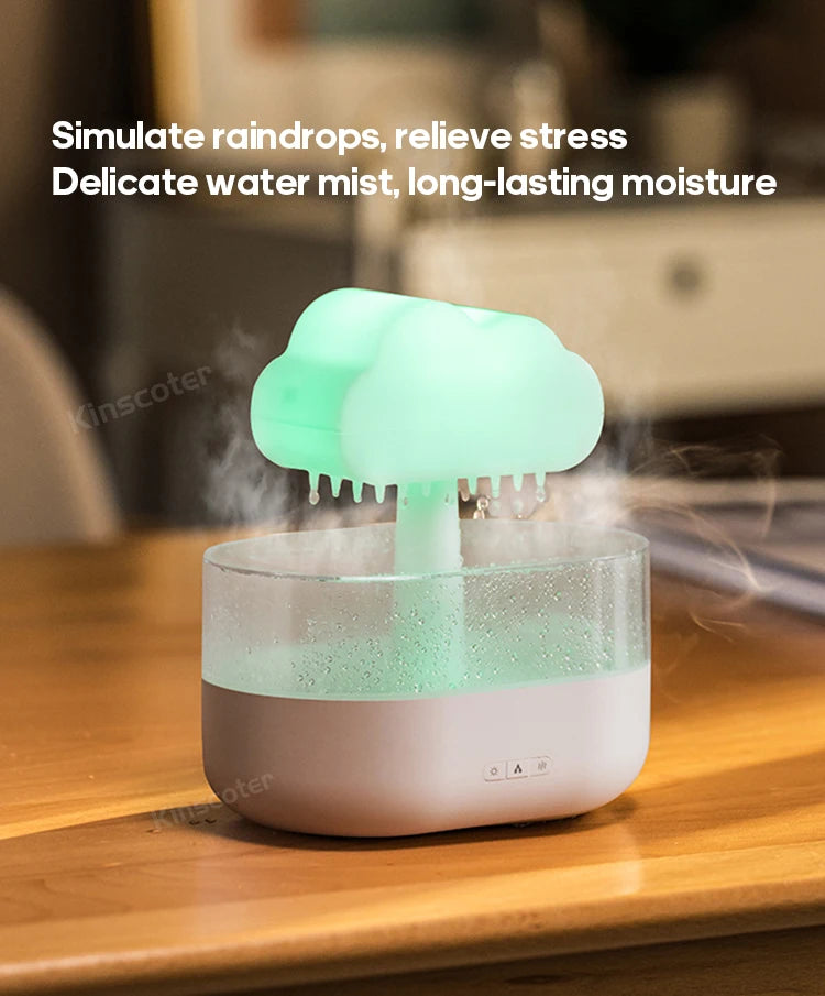 KINSCOTER Rain Clouds Aroma Diffuser Zen Raindrops Air Humidifier Essential Oil Diffuser USB Desktop Ultrasonic Sprayer