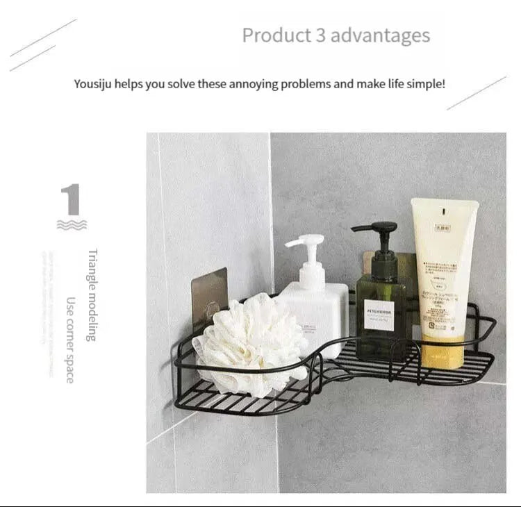 Bathroom Shelf Shower Shelf Shampoo Storage Shelf Kitchen Spice Corner Shelf No Punch Wall - Mounted Shelf Bathroom Accessories