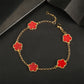 2023 Natural Stone Red Agate White Shell Five Leaf Flower Bracelet Ladies High Quality Adjustable Four Leaf Clover Jewelry Gift