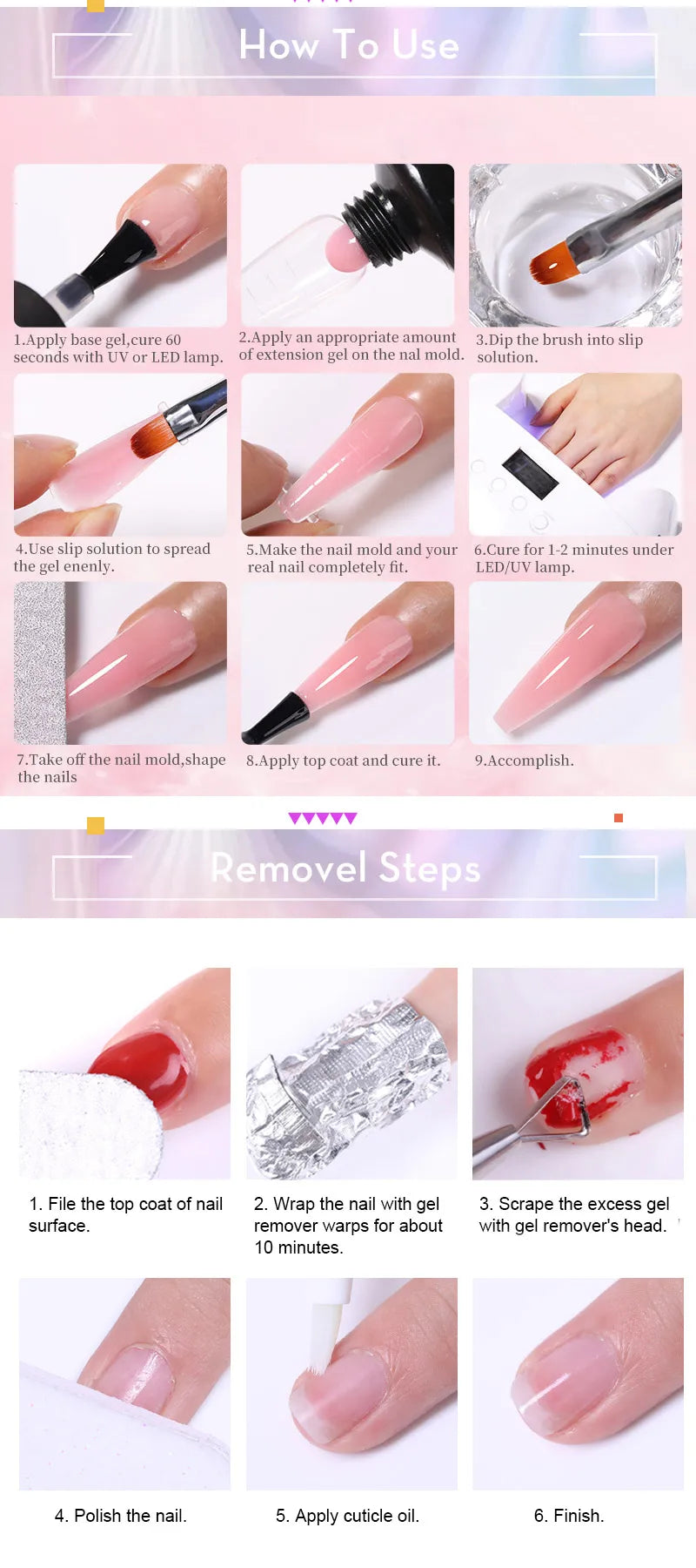 LILYCUTE 15ML Quick Nail Extension Gel Glitter Pink Vernis Semi Permanent UV Gel Nail Polish Nail Art Prolong Construction Gel