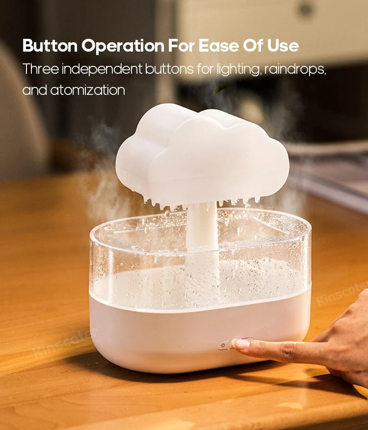 KINSCOTER Rain Clouds Aroma Diffuser Zen Raindrops Air Humidifier Essential Oil Diffuser USB Desktop Ultrasonic Sprayer