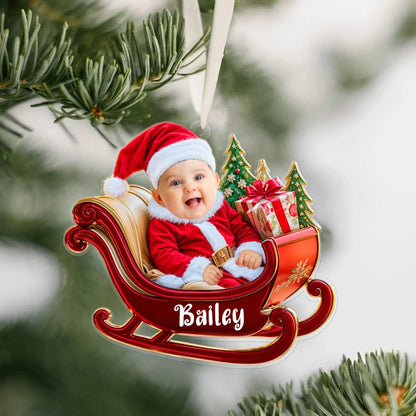 1PC Custom PMMA Pendant - Personalized Portrait, Sleigh Design, DIY, Laser Engraved, Ideal Christmas Decor & Gifts, Festive Dail