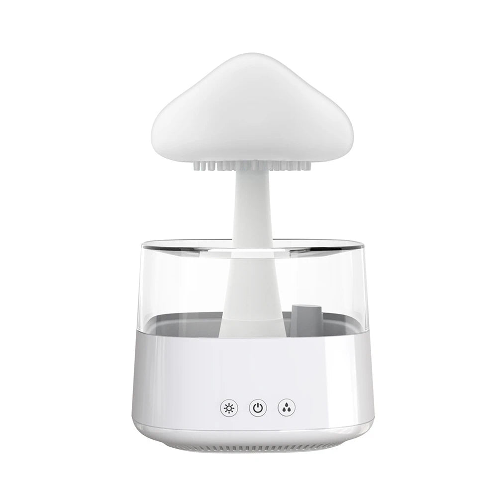 Mushroom Air Humidifier Home Bedroom Aromatherapy Lamp Calming Water Drops Sounds Diffuser Humidifier Rain Cloud Night Light