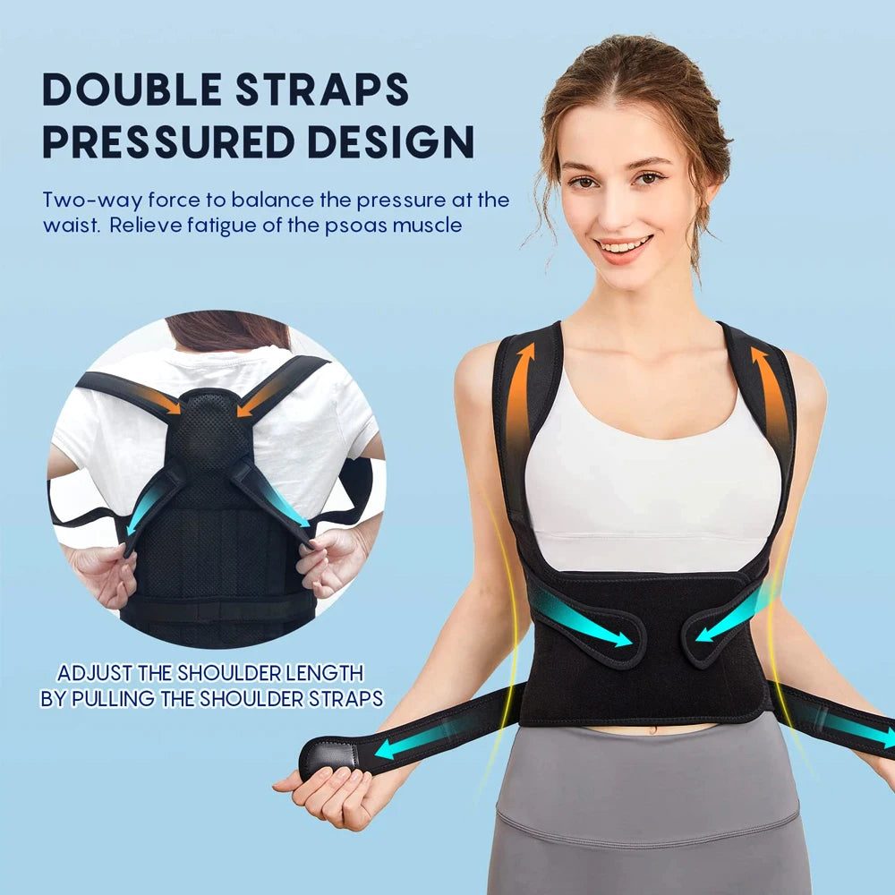 1Pcs Back Brace Posture Corrector for Men and Women, Full Back Support for Upper Lower Neck Shoulder Spine Pain - Scoliosis