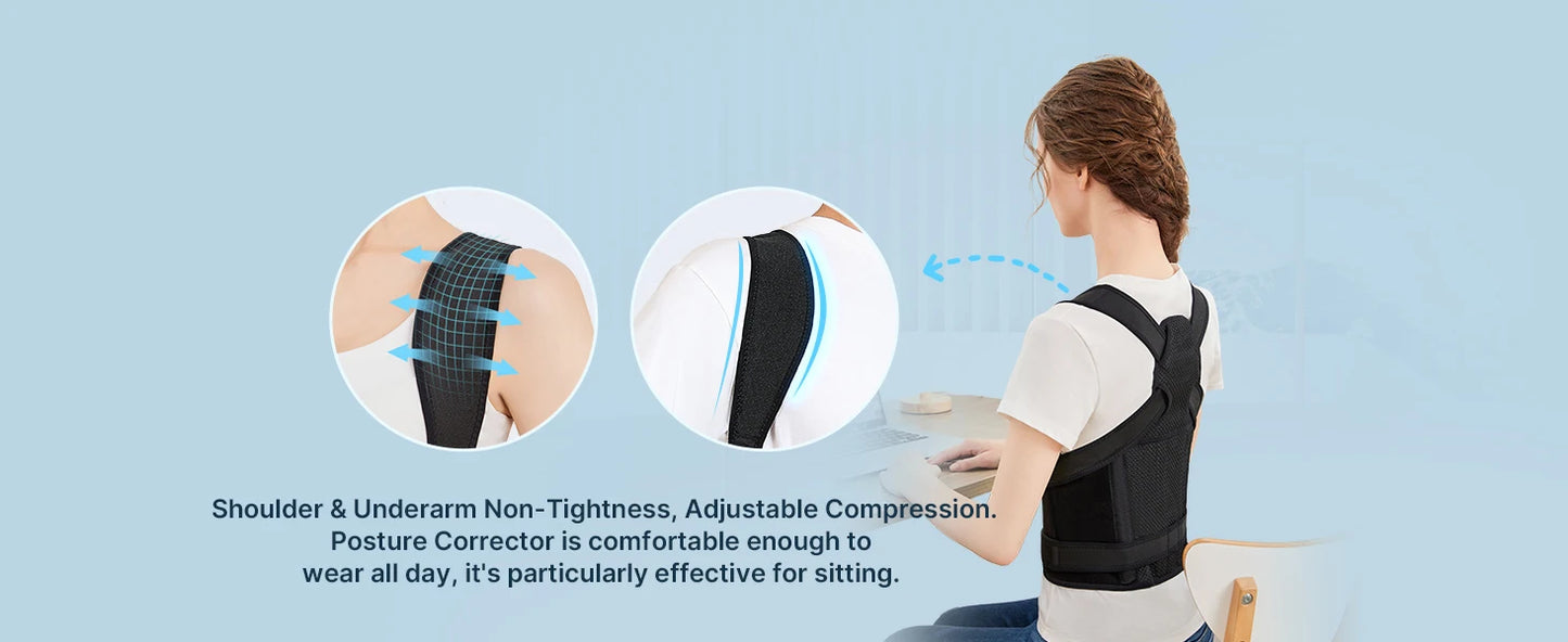 1Pcs Back Brace Posture Corrector for Men and Women, Full Back Support for Upper Lower Neck Shoulder Spine Pain - Scoliosis