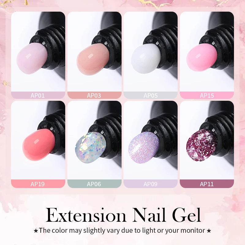 Nail Extension Gel Polish: UV Soak-Off Acrylic Gel with Glitter Sequins for Professional Nail Extensions