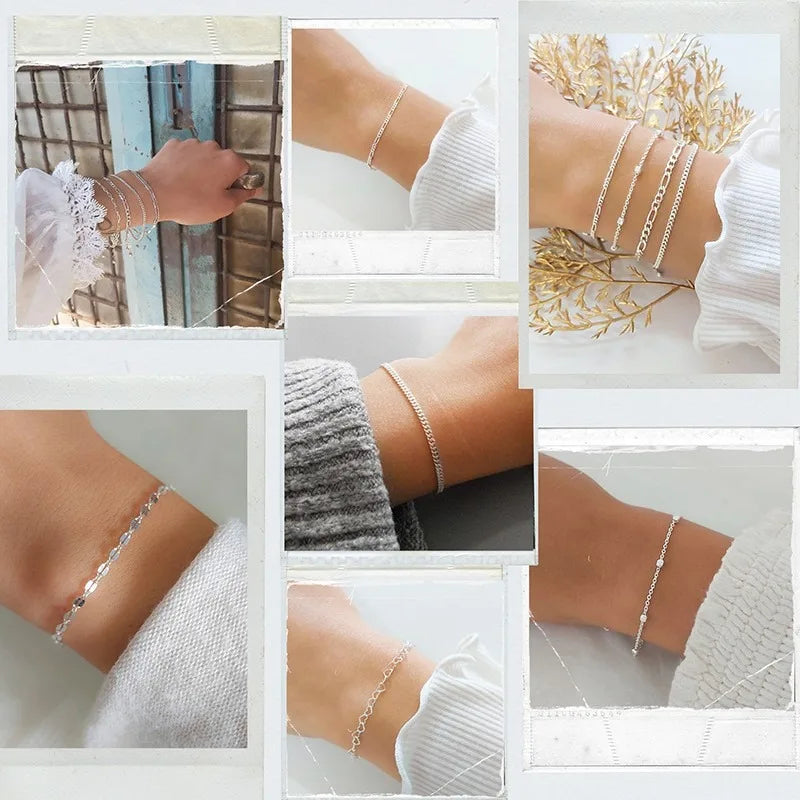 11Pcs Dainty Gold Chain Bracelets Set for Women 14K Gold Plated Link Chain Bracelets for Women Trendy Stackable Jewelry Gifts