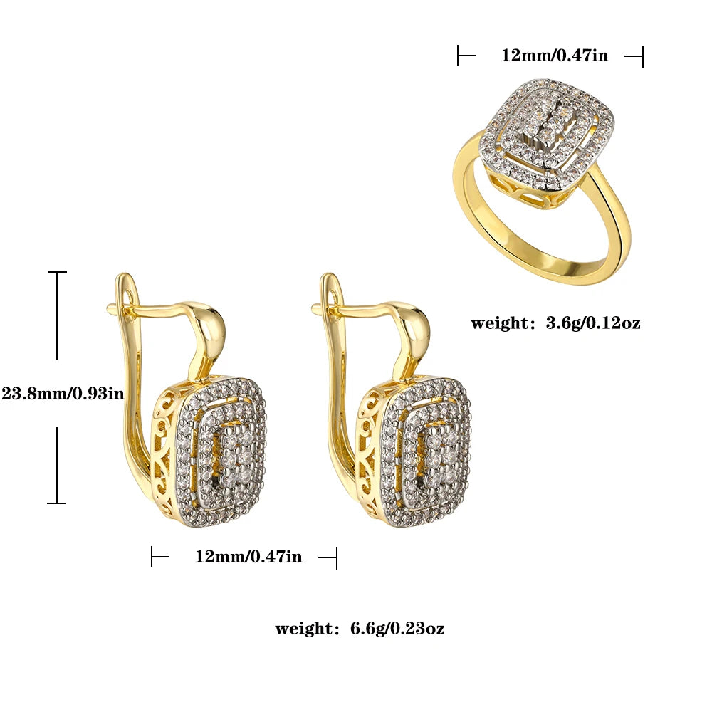 Classic Inlaid Stones Earrings & Ring