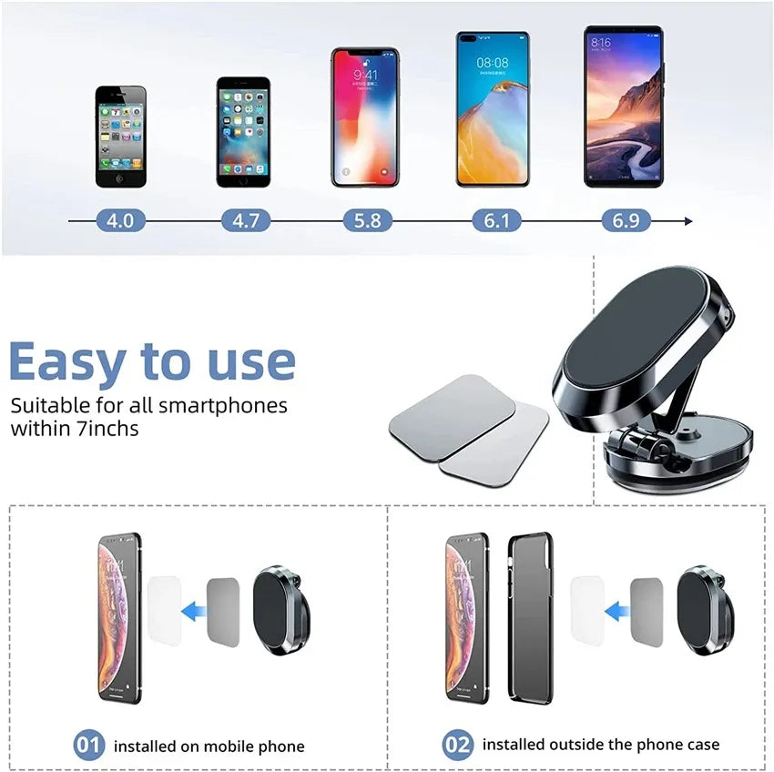 1080 Rotatable Magnetic Car Phone Holder