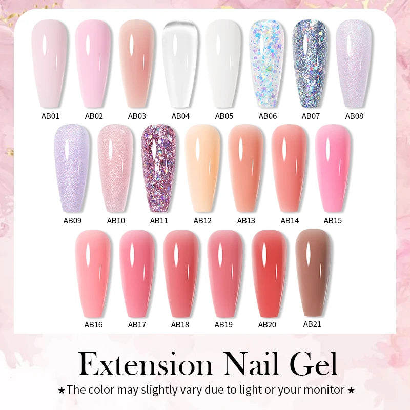 Nail Extension Gel Polish: UV Soak-Off Acrylic Gel with Glitter Sequins for Professional Nail Extensions