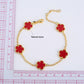 2023 Natural Stone Red Agate White Shell Five Leaf Flower Bracelet Ladies High Quality Adjustable Four Leaf Clover Jewelry Gift