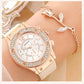 Watches Set Luxury Rhinestone Women Fashion Elegant Wristwatch Quartz Watch For Girl Ladies Clock Relogio Feminino