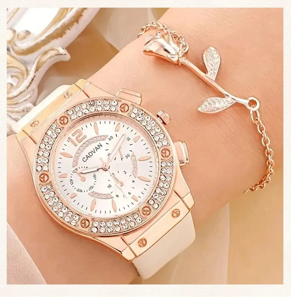 Watches Set Luxury Rhinestone Women Fashion Elegant Wristwatch Quartz Watch For Girl Ladies Clock Relogio Feminino