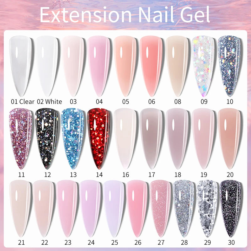 LILYCUTE 15ML Quick Nail Extension Gel Glitter Pink Vernis Semi Permanent UV Gel Nail Polish Nail Art Prolong Construction Gel