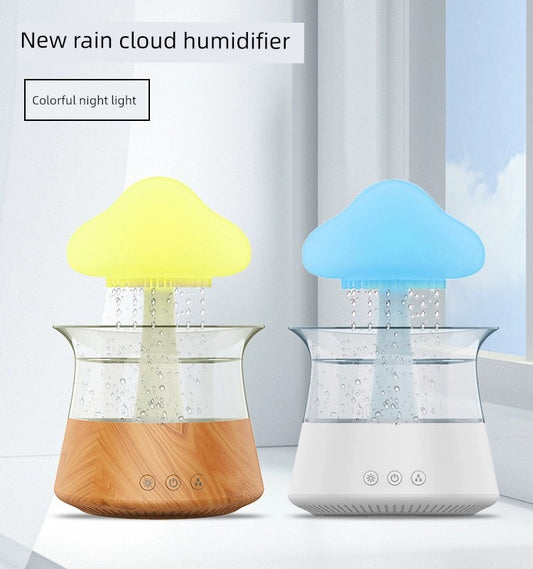 300ml Desktop Humidifier USB Plug-in Cloud Rain Colorful Mushroom Night Light Multifunctional Atomization Aroma Diffuser