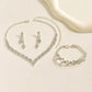 3 Pcs Bridal Jewelry Set Silver Plated Rhinestone Fold Clutch Bracelet Tassel Earrings Wedding Jewelry Gift Trendy Style