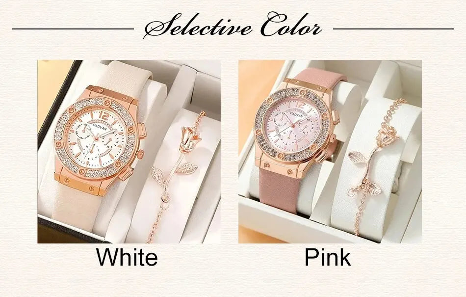 Watches Set Luxury Rhinestone Women Fashion Elegant Wristwatch Quartz Watch For Girl Ladies Clock Relogio Feminino