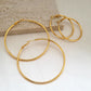 Gold Hoop Earrings 24K Yellow Gold Plated Round Big Circle Piercing Earring Set For Women 30/40/50/60mm Smooth Ear Cuff Jewelry