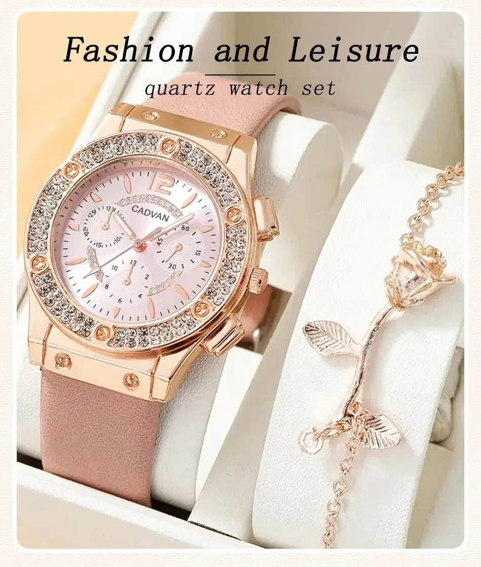 Watches Set Luxury Rhinestone Women Fashion Elegant Wristwatch Quartz Watch For Girl Ladies Clock Relogio Feminino