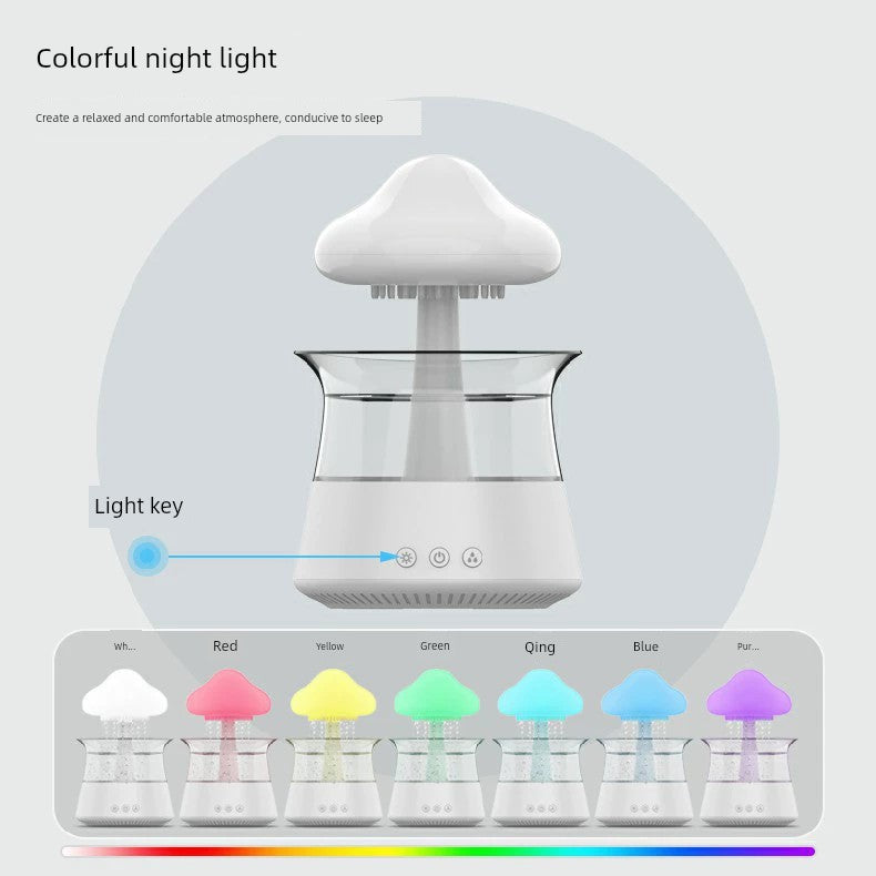 300ml Desktop Humidifier USB Plug-in Cloud Rain Colorful Mushroom Night Light Multifunctional Atomization Aroma Diffuser