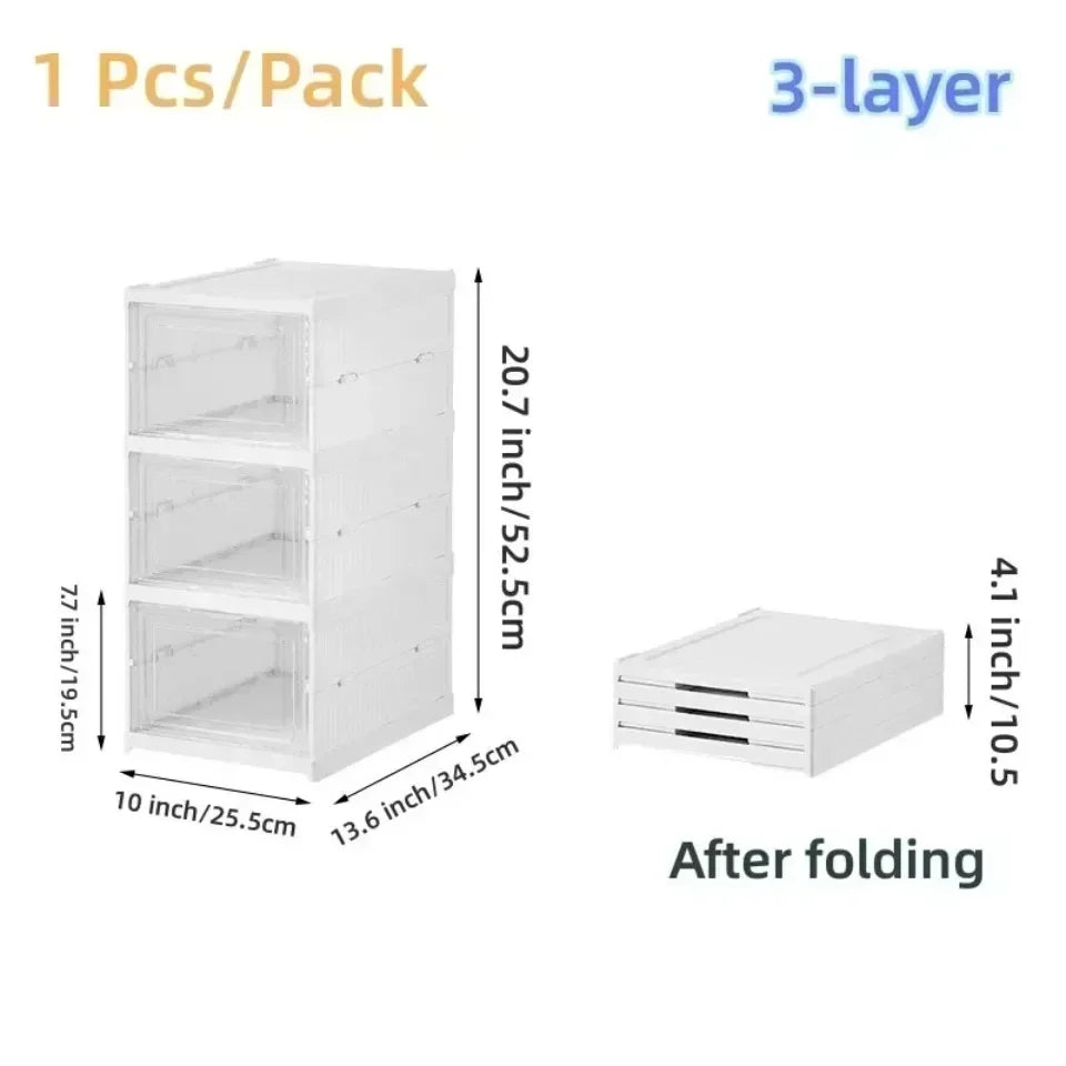 Foldable Shoe Racks Stackable Transparent Shoe Rack Multi Layer Installation Free Dustproof Sneaker Shoes Storage Organizers Box