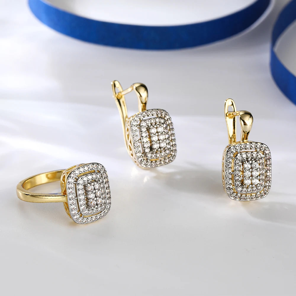Classic Inlaid Stones Earrings & Ring