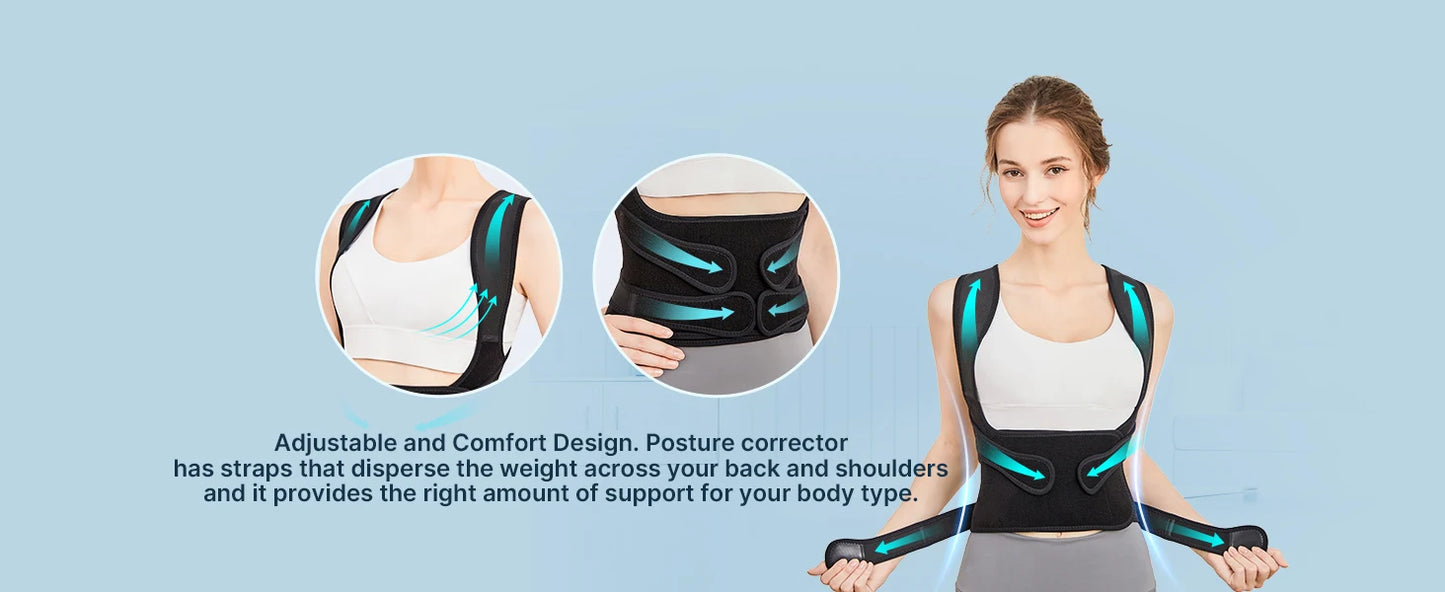 1Pcs Back Brace Posture Corrector for Men and Women, Full Back Support for Upper Lower Neck Shoulder Spine Pain - Scoliosis