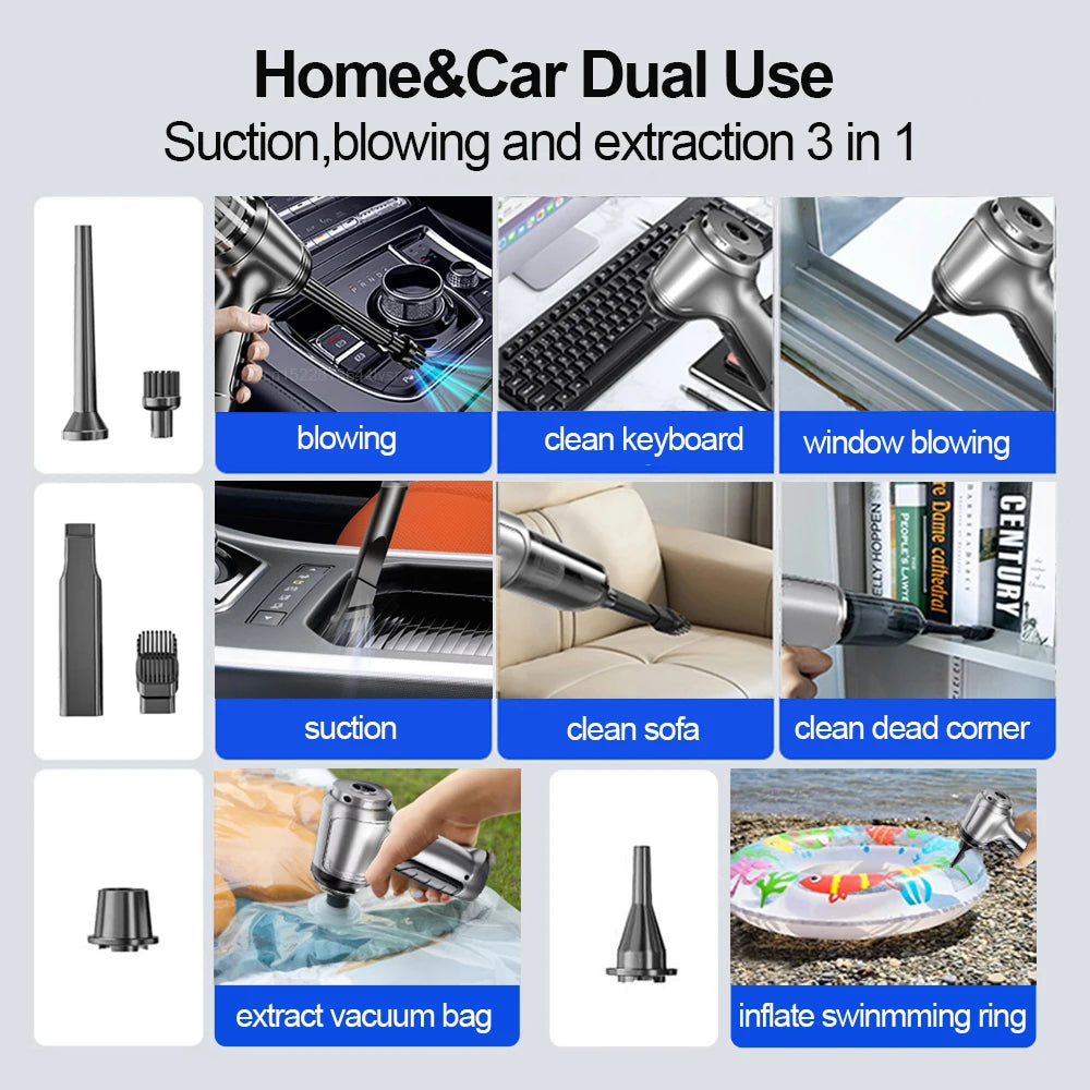 "Wireless 2-in-1 Vacuum: Effortless Cleaning Solution for Cars and Household"