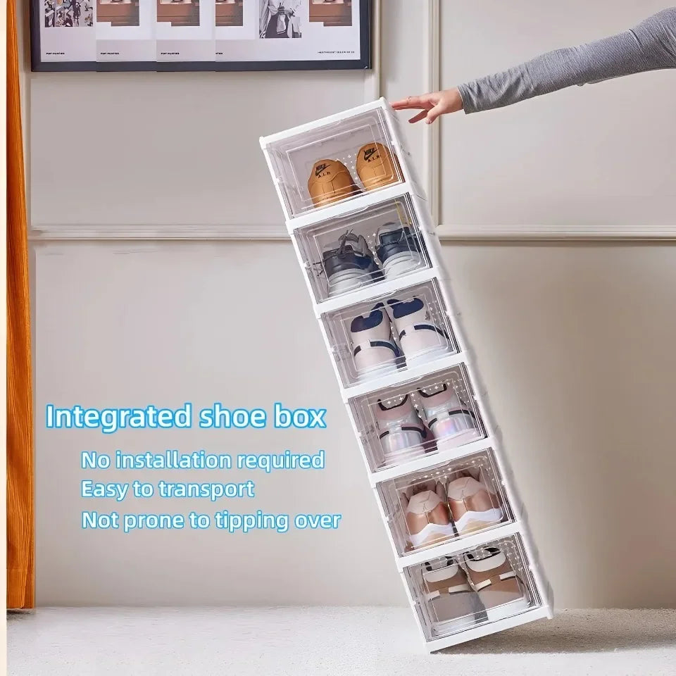 Foldable Shoe Racks Stackable Transparent Shoe Rack Multi Layer Installation Free Dustproof Sneaker Shoes Storage Organizers Box