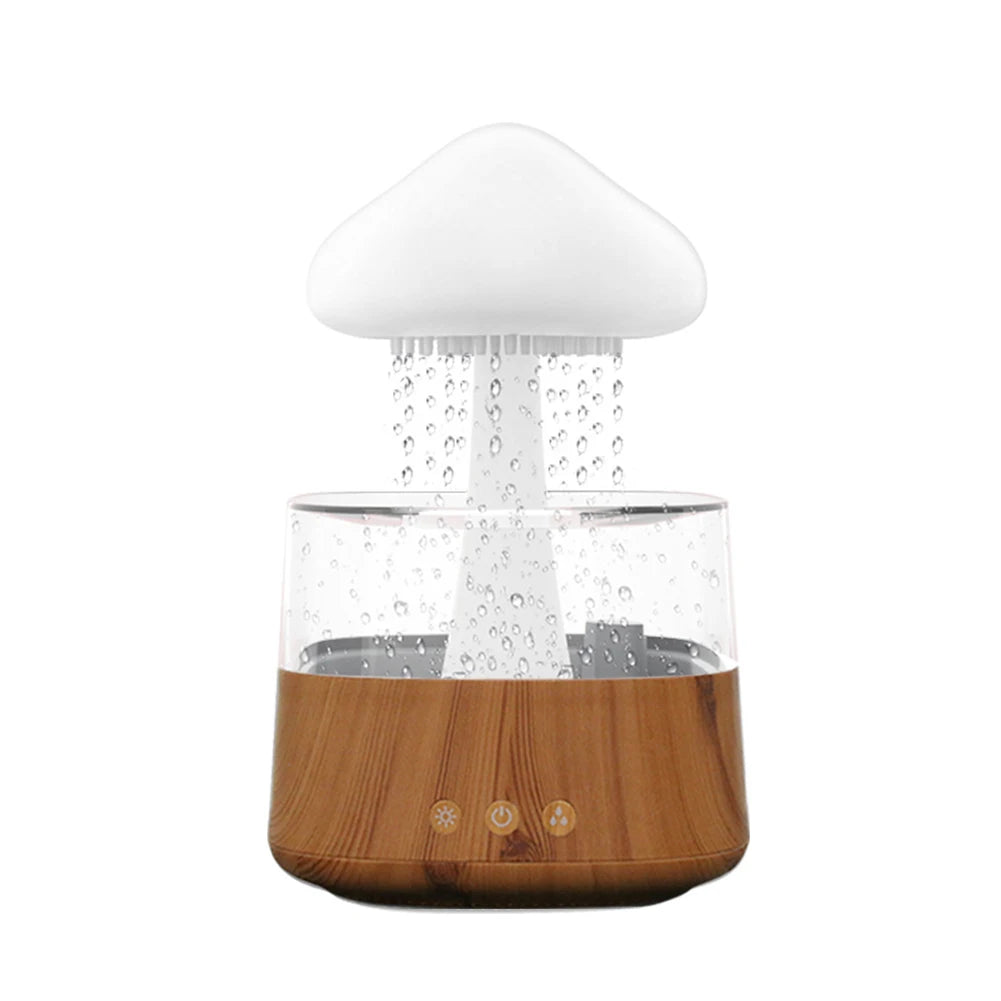 Mushroom Air Humidifier Home Bedroom Aromatherapy Lamp Calming Water Drops Sounds Diffuser Humidifier Rain Cloud Night Light