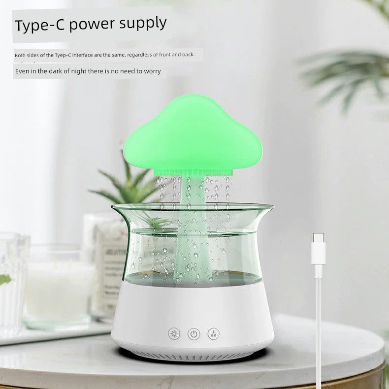 300ml Desktop Humidifier USB Plug-in Cloud Rain Colorful Mushroom Night Light Multifunctional Atomization Aroma Diffuser