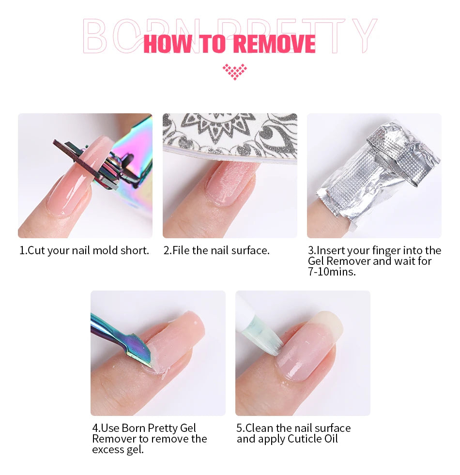 BORN PRETTY 30ml Nail Extension Gel Nail Polish Gitter White Acrylic Nail Glitter Sequins Soak Off UV Extend Gel Nail Extensions