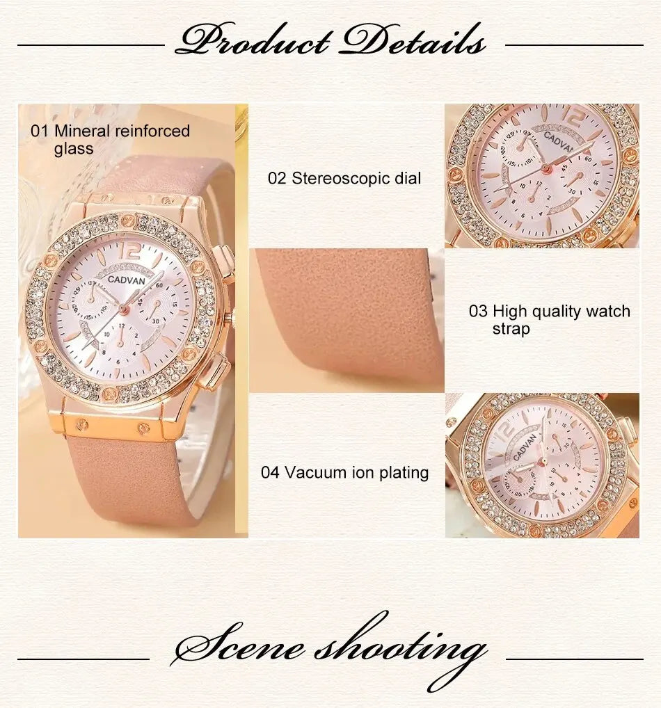 Watches Set Luxury Rhinestone Women Fashion Elegant Wristwatch Quartz Watch For Girl Ladies Clock Relogio Feminino