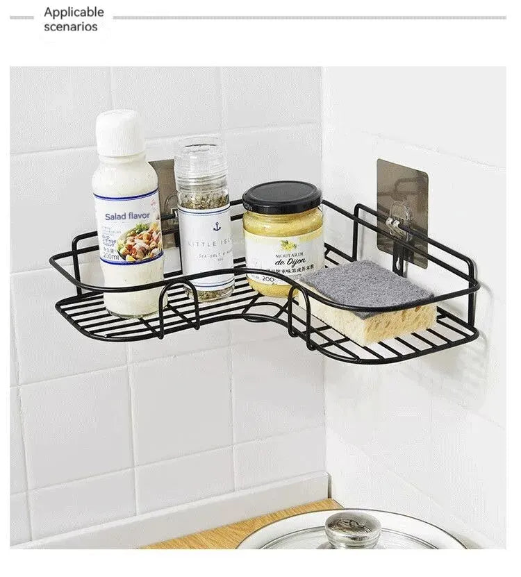 Bathroom Shelf Shower Shelf Shampoo Storage Shelf Kitchen Spice Corner Shelf No Punch Wall - Mounted Shelf Bathroom Accessories