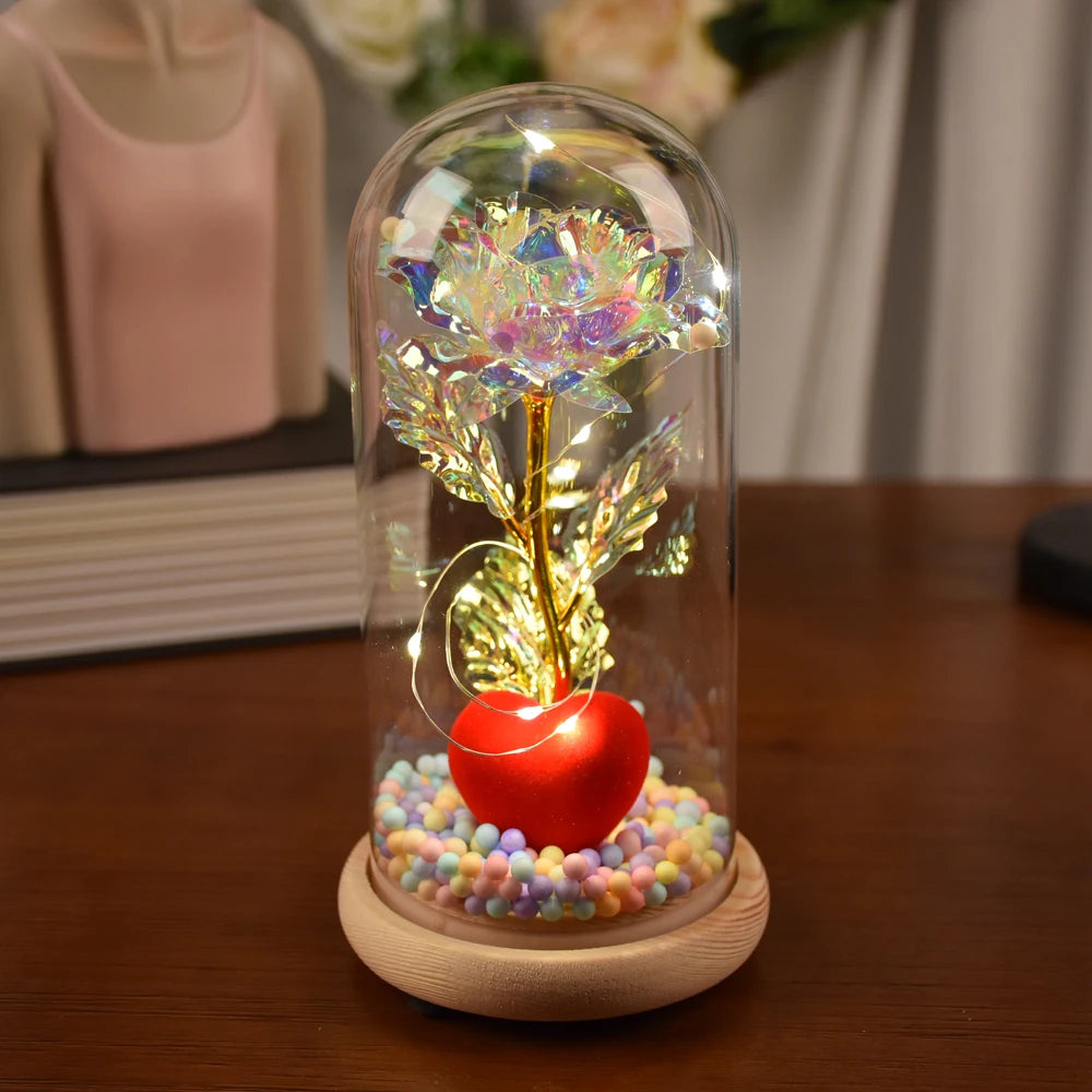 Rose Artificial Flower Glass Cover