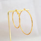 Gold Hoop Earrings 24K Yellow Gold Plated Round Big Circle Piercing Earring Set For Women 30/40/50/60mm Smooth Ear Cuff Jewelry