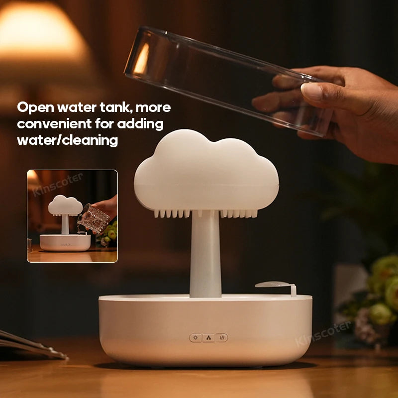 KINSCOTER Rain Clouds Aroma Diffuser Zen Raindrops Air Humidifier Essential Oil Diffuser USB Desktop Ultrasonic Sprayer