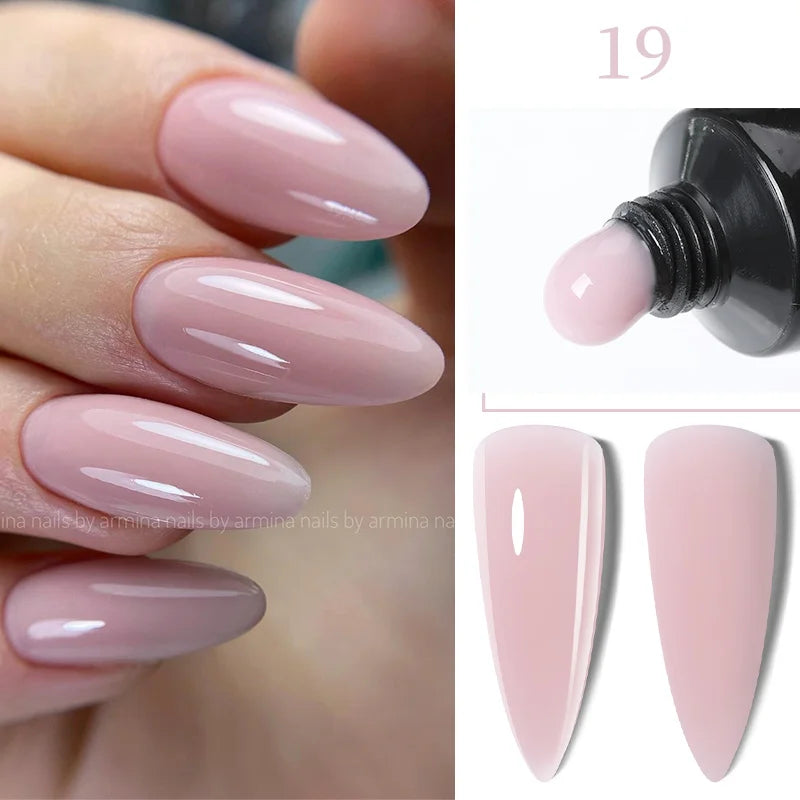 LILYCUTE 15ML Quick Nail Extension Gel Glitter Pink Vernis Semi Permanent UV Gel Nail Polish Nail Art Prolong Construction Gel