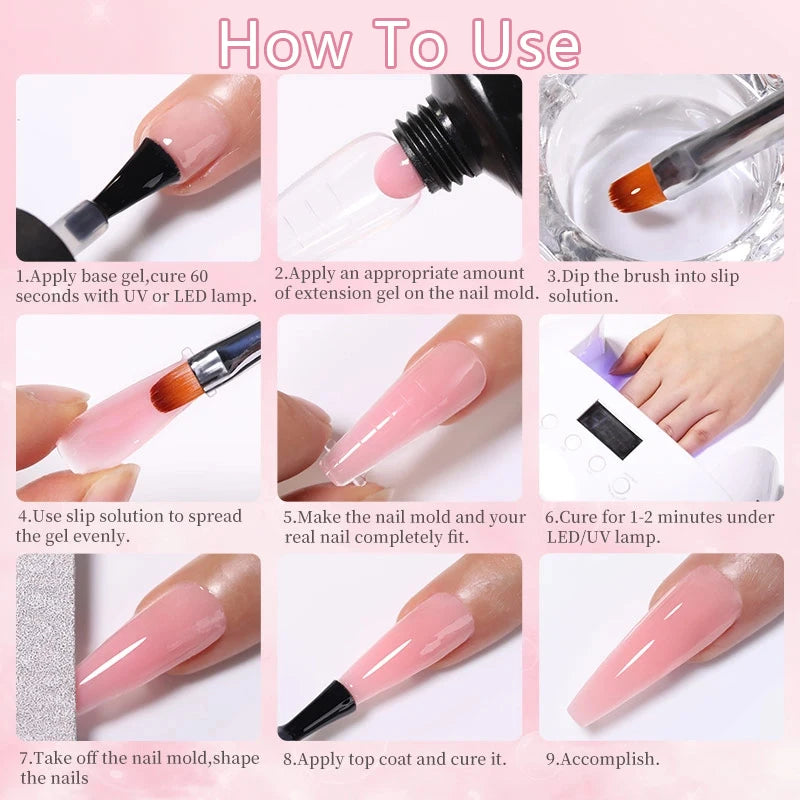 LILYCUTE 15ML Quick Nail Extension Gel Glitter Pink Vernis Semi Permanent UV Gel Nail Polish Nail Art Prolong Construction Gel