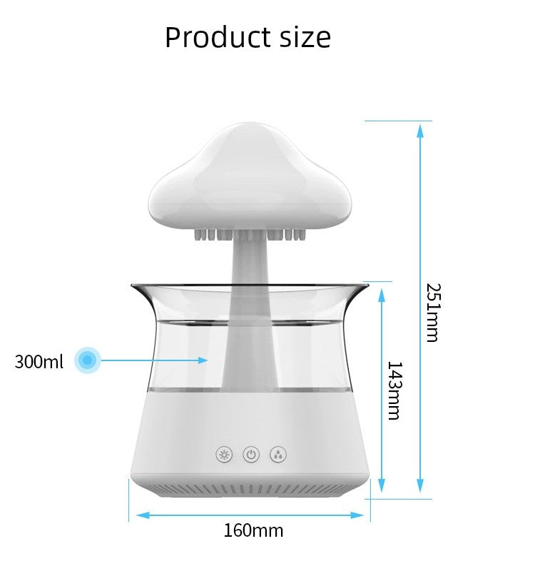 300ml Desktop Humidifier USB Plug-in Cloud Rain Colorful Mushroom Night Light Multifunctional Atomization Aroma Diffuser