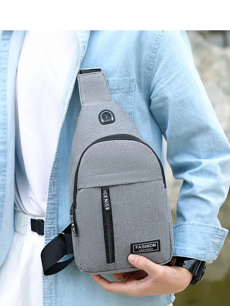 Chest Bag Fashion New Solid Color Men Chest Bag Outdoor Casual Fashion One Shoulder Crossbody Bag