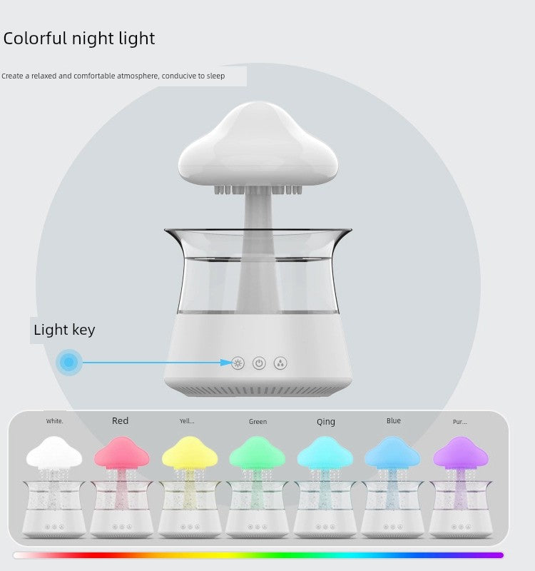 300ml Desktop Humidifier USB Plug-in Cloud Rain Colorful Mushroom Night Light Multifunctional Atomization Aroma Diffuser